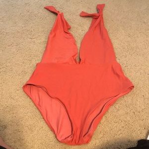 NWT Aerie deep low cut shoulder tie one piece